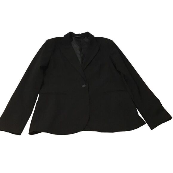 Norma Kamali Black One Button Blazer Size 18 - Picture 7 of 14